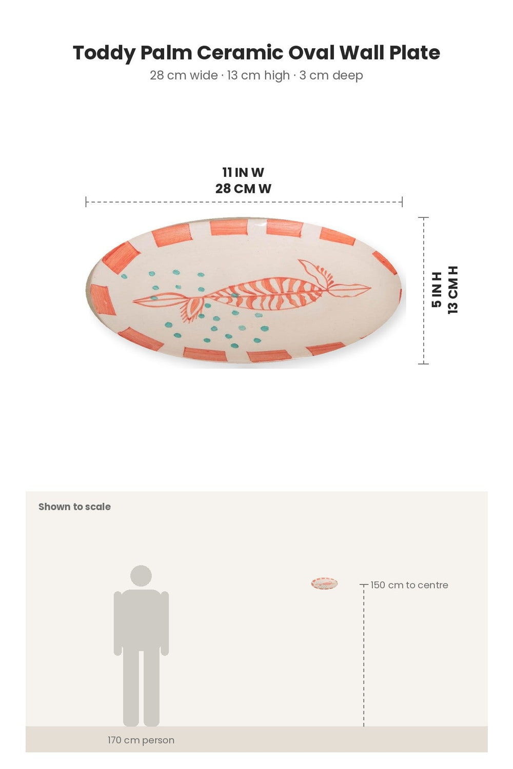 WALL PLATES Toddy Palm Ceramic Oval Wall Plate