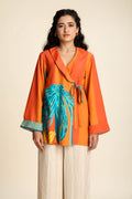 TOPS Cotton Flower Wrap Top (Southern Spice)