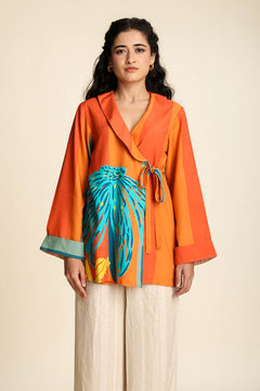TOPS Cotton Flower Wrap Top (Southern Spice)