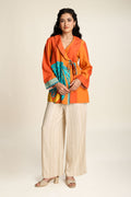 TOPS Cotton Flower Wrap Top (Southern Spice)