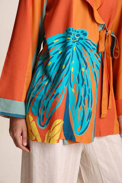 TOPS Cotton Flower Wrap Top (Southern Spice)