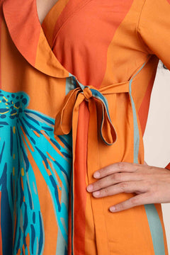 TOPS Cotton Flower Wrap Top (Southern Spice)