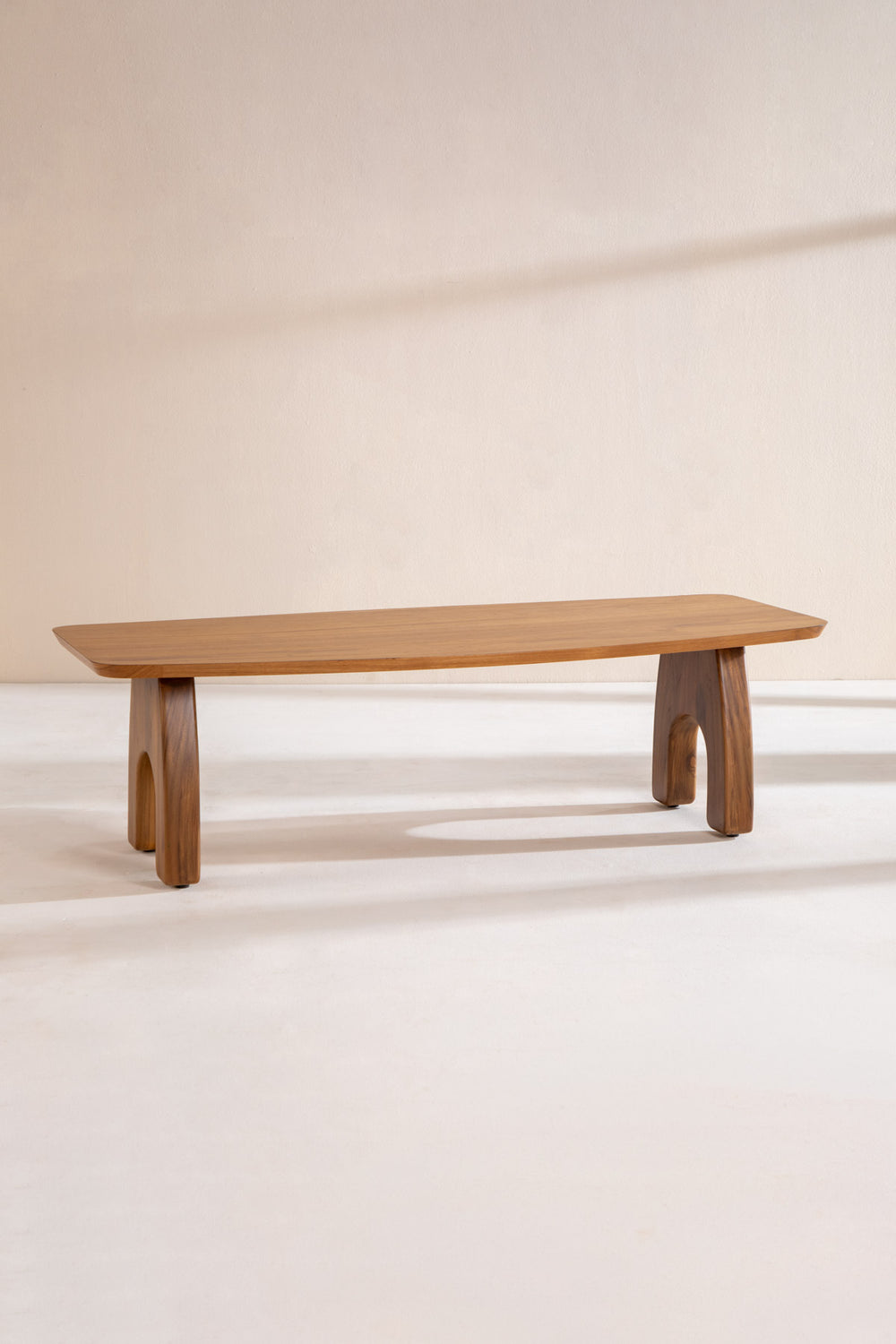 COFFEE TABLES Curved Rectangle Teak Wood Coffee Table