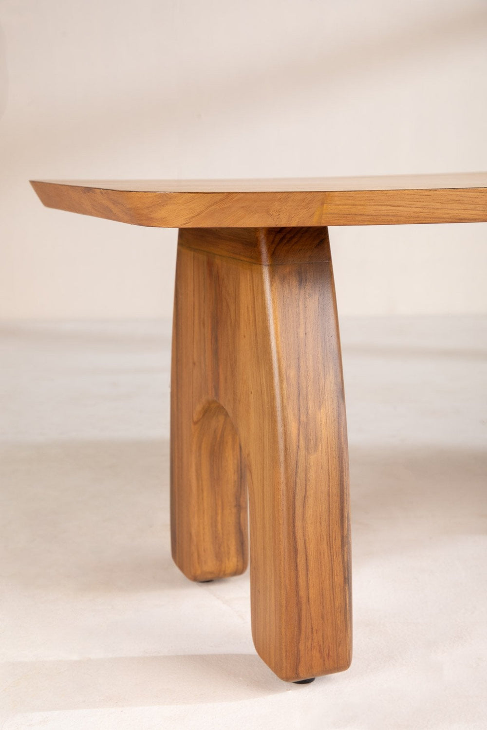 COFFEE TABLES Curved Rectangle Teak Wood Coffee Table
