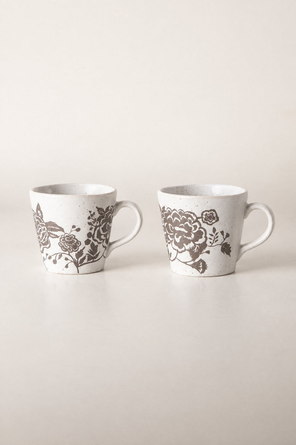 MUGS & CUPS Damask Rose Charcoal Espresso Mug (Set Of 2)