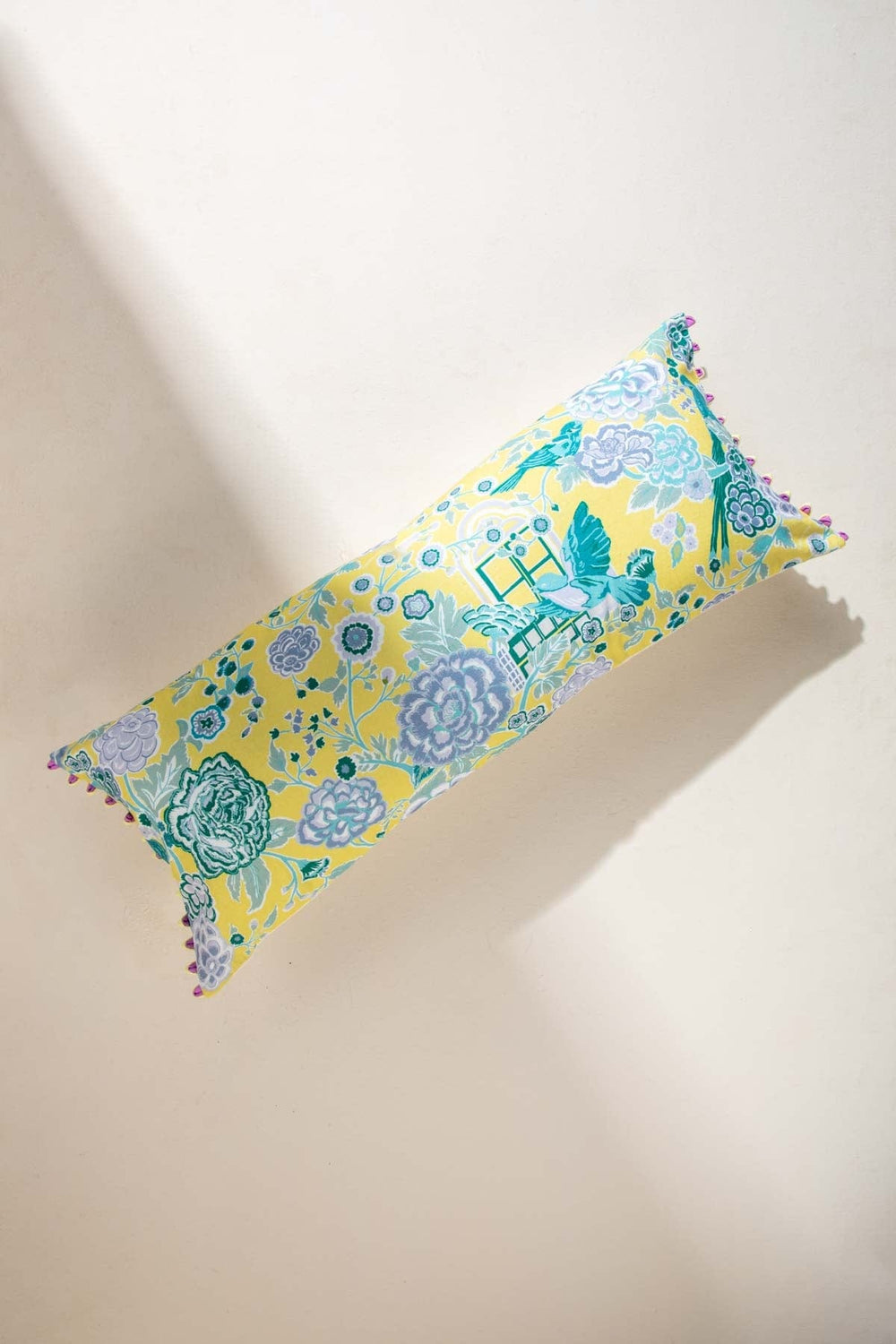 Damask Rose Butter Yellow Cushion Cover (36 X 90 Cm)