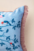 PRINT & PATTERN CUSHIONS Damask Rose With Birds Aqua Haze Cushion Cover (36 X 51 Cm)