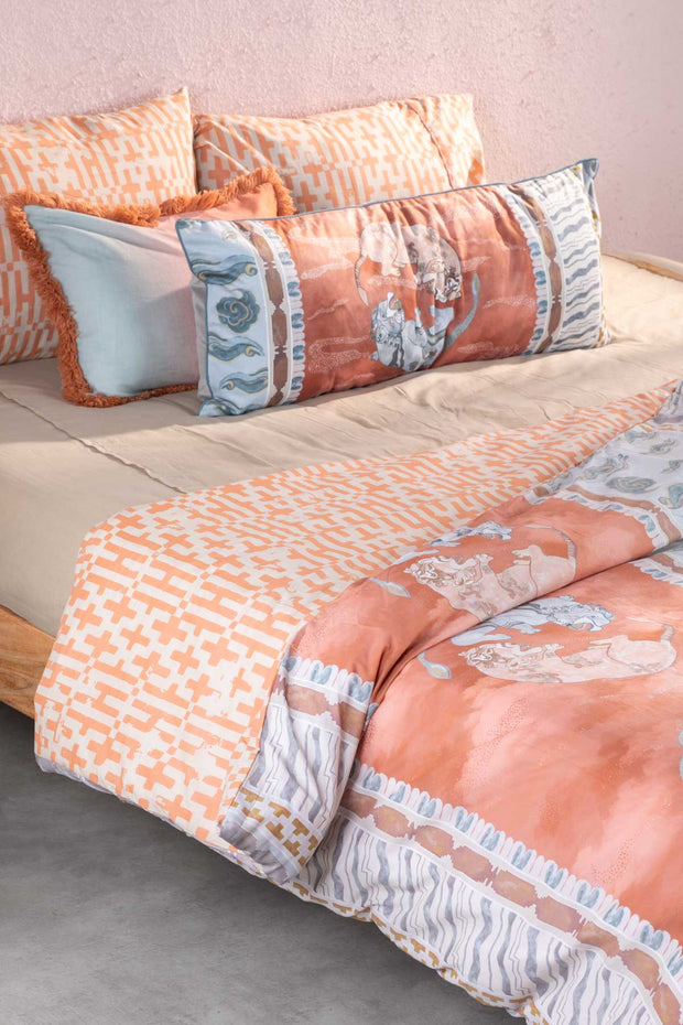 DANCE OF THE YALIS PRINT & PATTERN DUVET COVER RUST