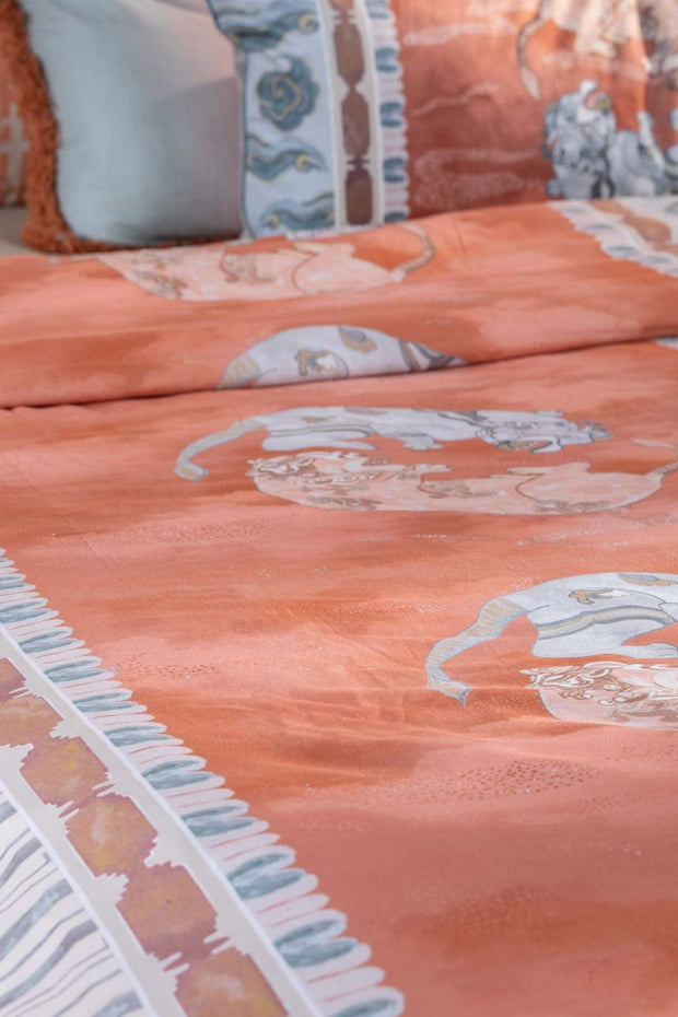 DANCE OF THE YALIS PRINT & PATTERN DUVET COVER RUST