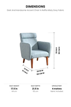 Upholstered Bundle Dark And Handsome Accent Chair in Raffia Misty Grey Fabric