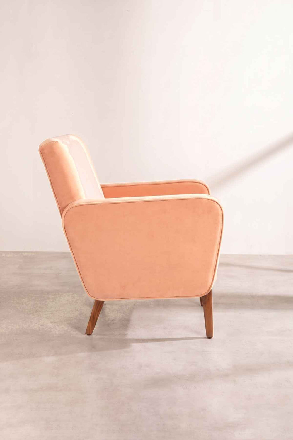 Upholstered Bundle Dark And Handsome Accent Chair in Peach Velvet Fabric