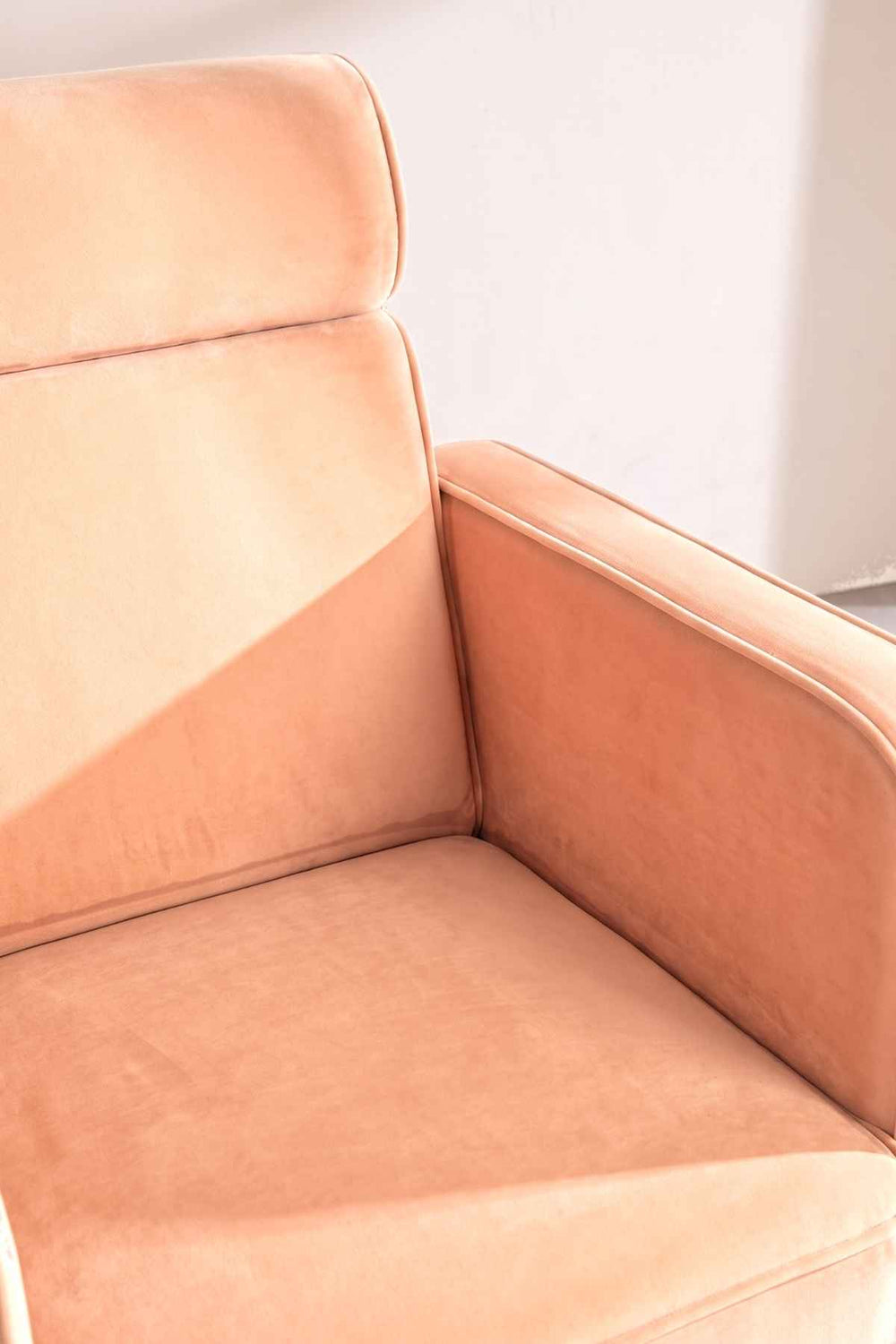 Upholstered Bundle Dark And Handsome Accent Chair in Peach Velvet Fabric