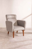 Dark And Handsome Accent Chair in Silver Velvet Fabric