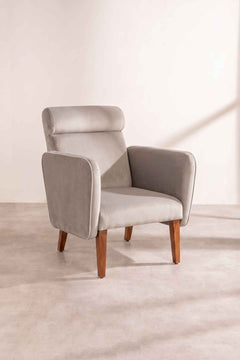 Upholstered Bundle Dark And Handsome Accent Chair in Silver Velvet Fabric