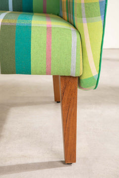 Upholstered Bundle Dark And Handsome Accent Chair in Modish Madras Sun Yellow Fabric