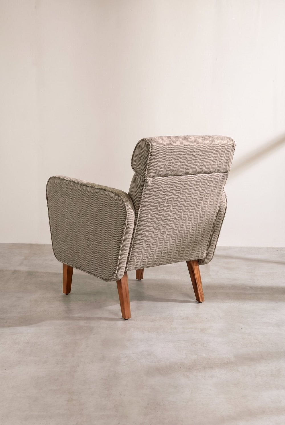 Upholstered Bundle Dark And Handsome Accent Chair in Herringbone Saturn Sand Fabric