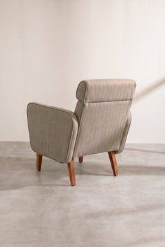 Upholstered Bundle Dark And Handsome Accent Chair in Herringbone Saturn Sand Fabric