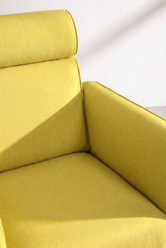 Upholstered Bundle Dark And Handsome Accent Chair in Solid Twisted Mustard Fabric