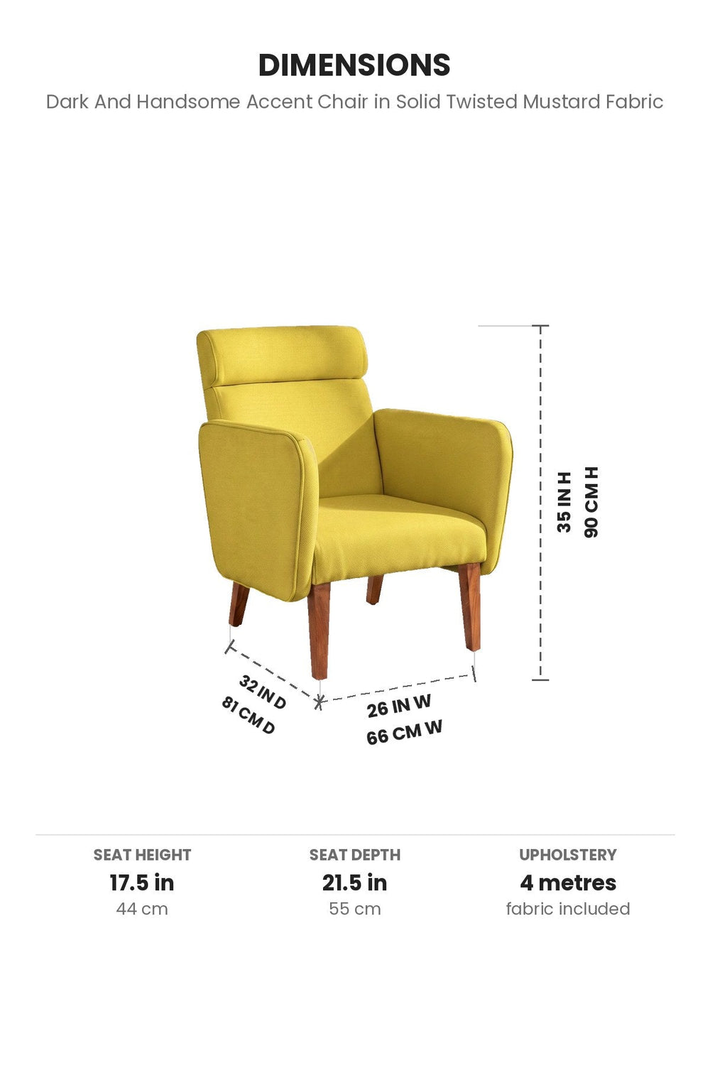 Upholstered Bundle Dark And Handsome Accent Chair in Solid Twisted Mustard Fabric