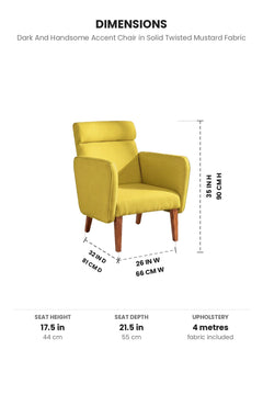 Upholstered Bundle Dark And Handsome Accent Chair in Solid Twisted Mustard Fabric