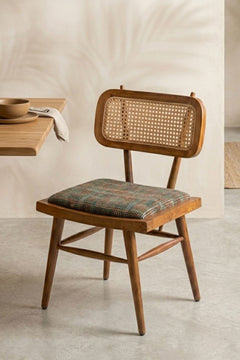 Teak Wood And Wicker Chair