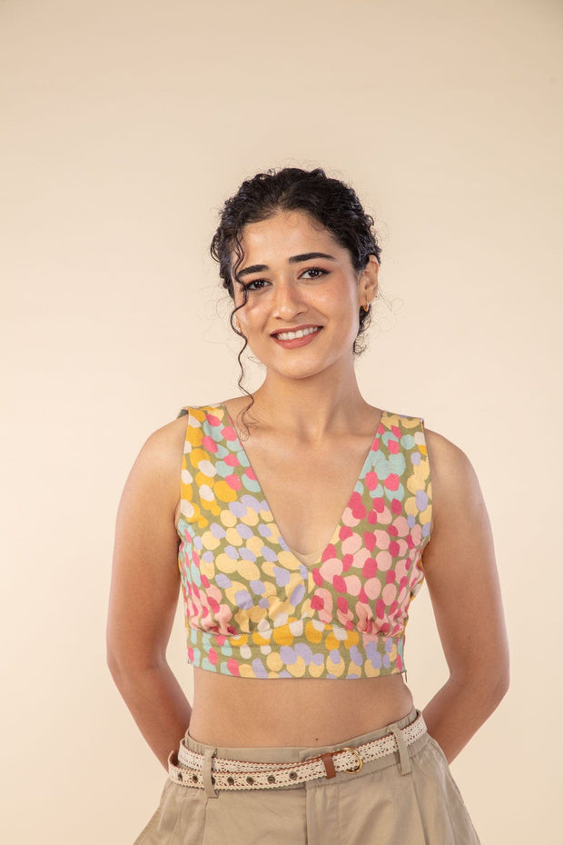 DOOZY DOTS BRALETTE YELLOW SIDE UP
