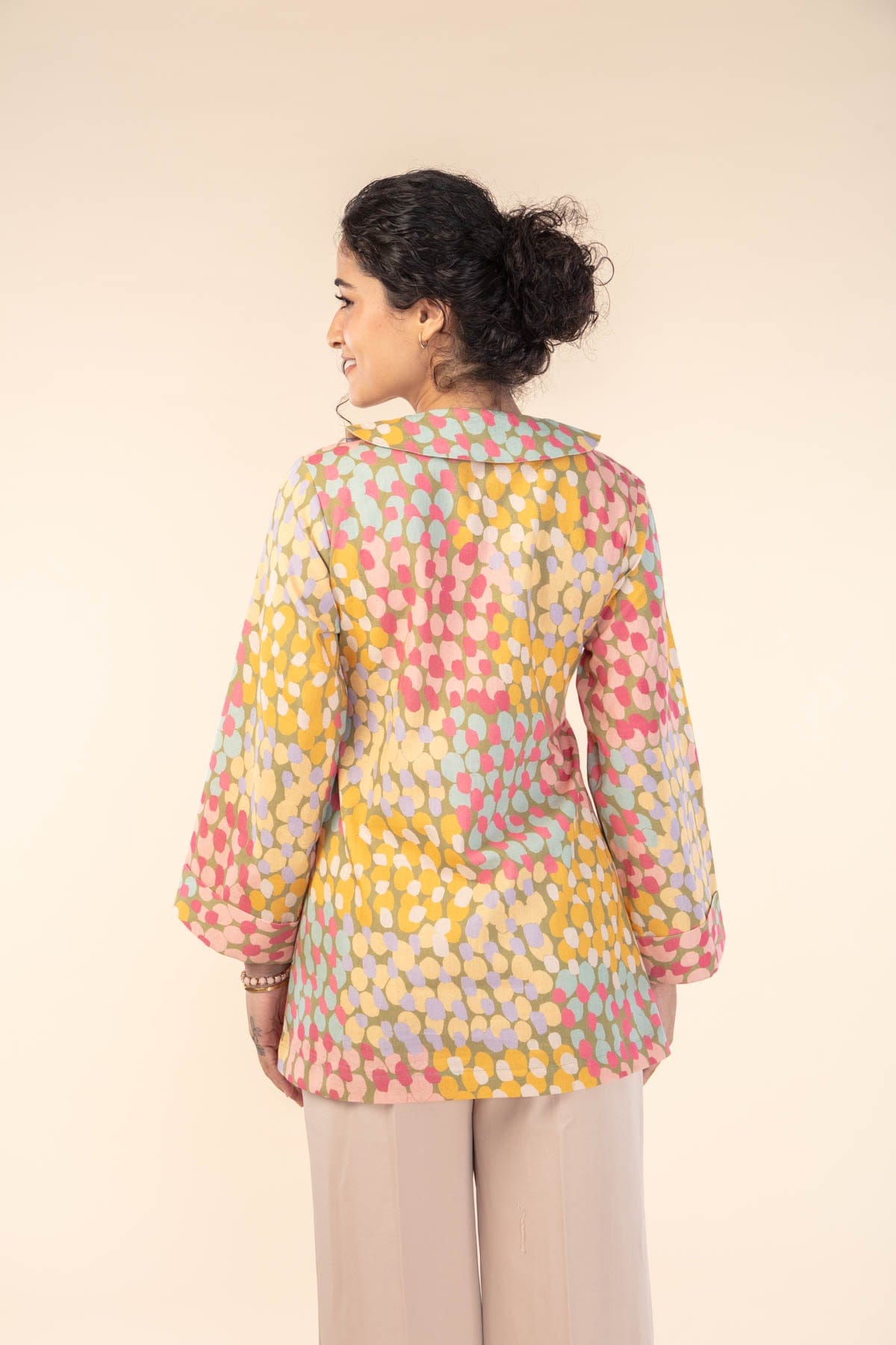 DOOZY DOTS WRAP TOP YELLOW SIDE UP