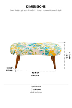 Upholstered Bundle Double Happiness Pouffe in Keora Honey Bloom Fabric