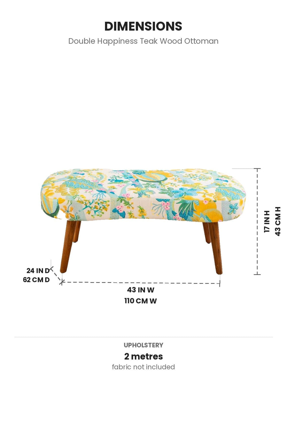 OTTOMANS Double Happiness Teak Wood Ottoman