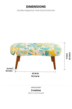 OTTOMANS Double Happiness Teak Wood Ottoman