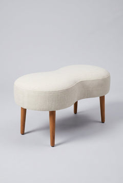 Upholstered Bundle Double Happiness Pouffe in Raffia Ecru Fabric