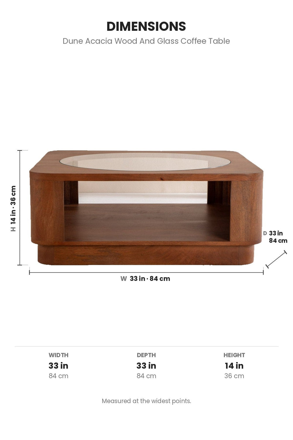 COFFEE TABLES Dune Acacia Wood And Glass Coffee Table