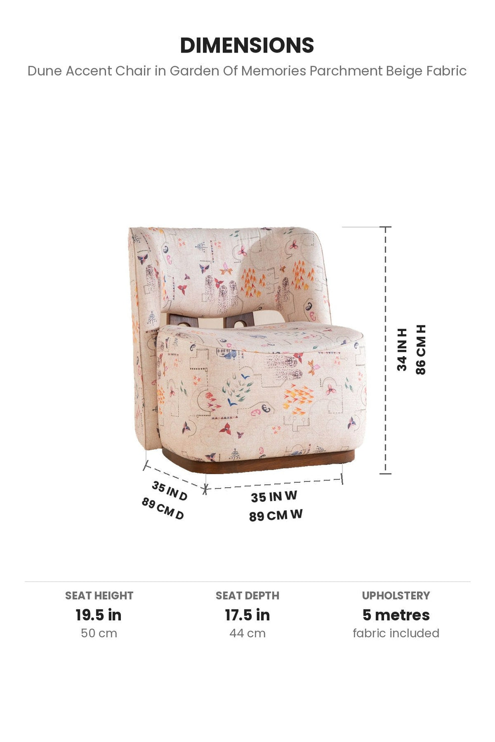 Upholstered Bundle Dune Accent Chair in Garden Of Memories Parchment Beige Fabric