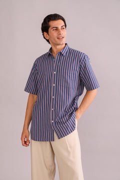 Duo Striper Resort Shirt (Navy)