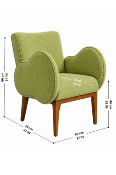 Upholstered Bundle Fibo Accent Chair in Raffia Citron Green Fabric