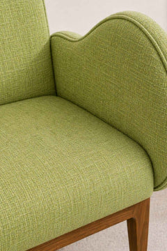 Upholstered Bundle Fibo Accent Chair in Raffia Citron Green Fabric