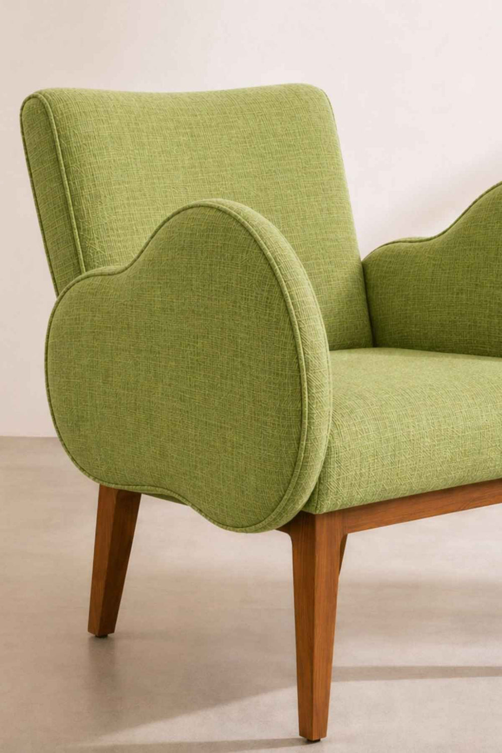 Upholstered Bundle Fibo Accent Chair in Raffia Citron Green Fabric
