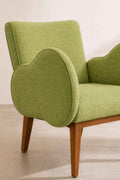 Upholstered Bundle Fibo Accent Chair in Raffia Citron Green Fabric
