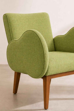Upholstered Bundle Fibo Accent Chair in Raffia Citron Green Fabric