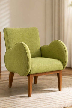 Upholstered Bundle Fibo Accent Chair in Raffia Citron Green Fabric