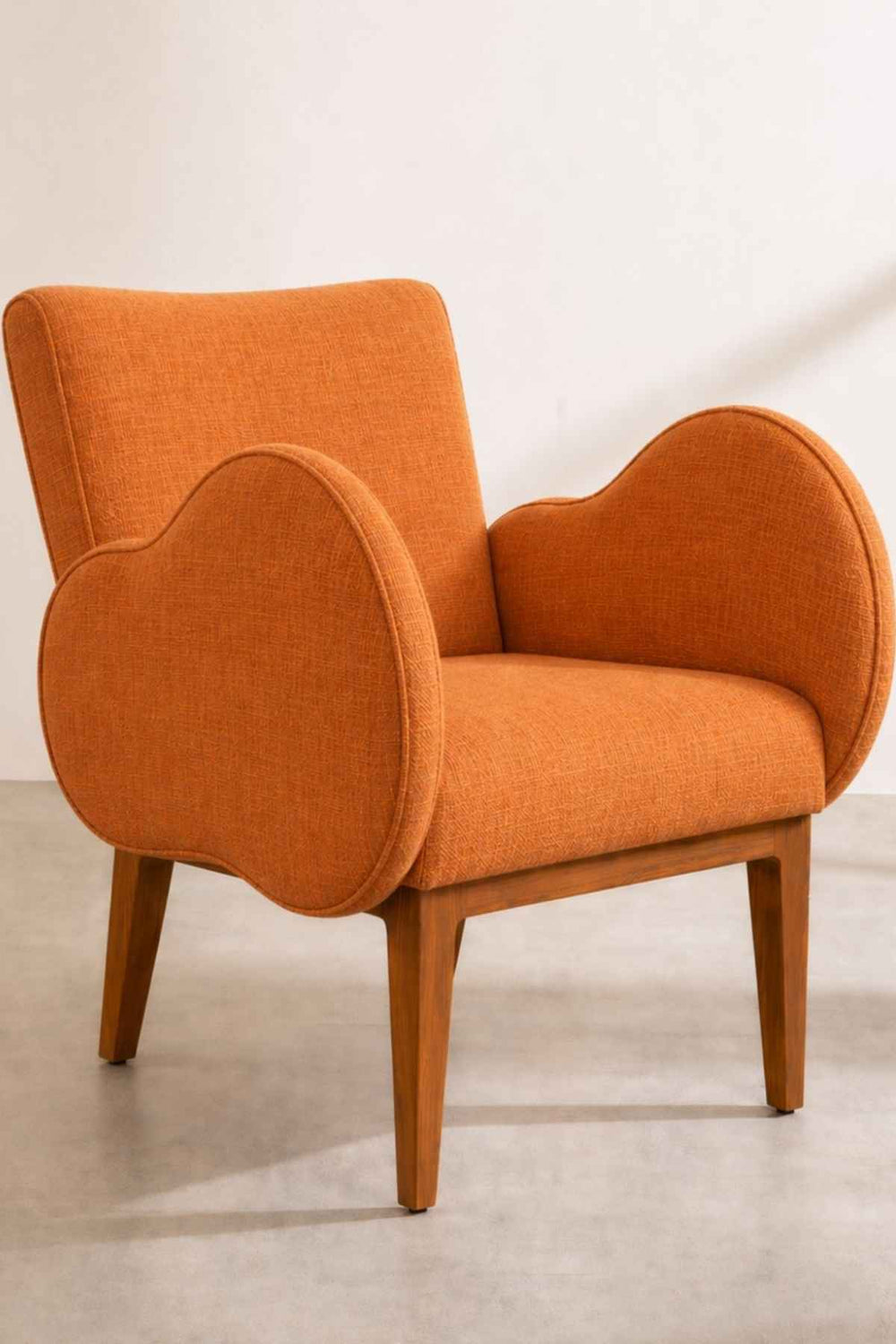 Upholstered Bundle Fibo Accent Chair in Raffia Ginger Orange Fabric