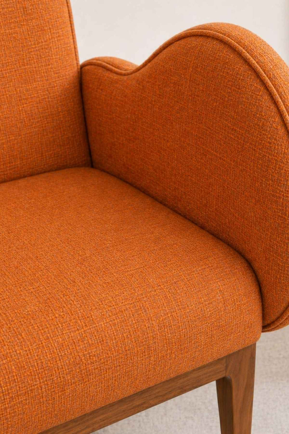 Upholstered Bundle Fibo Accent Chair in Raffia Ginger Orange Fabric