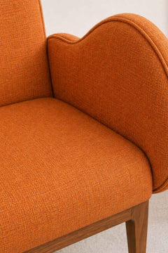 Upholstered Bundle Fibo Accent Chair in Raffia Ginger Orange Fabric