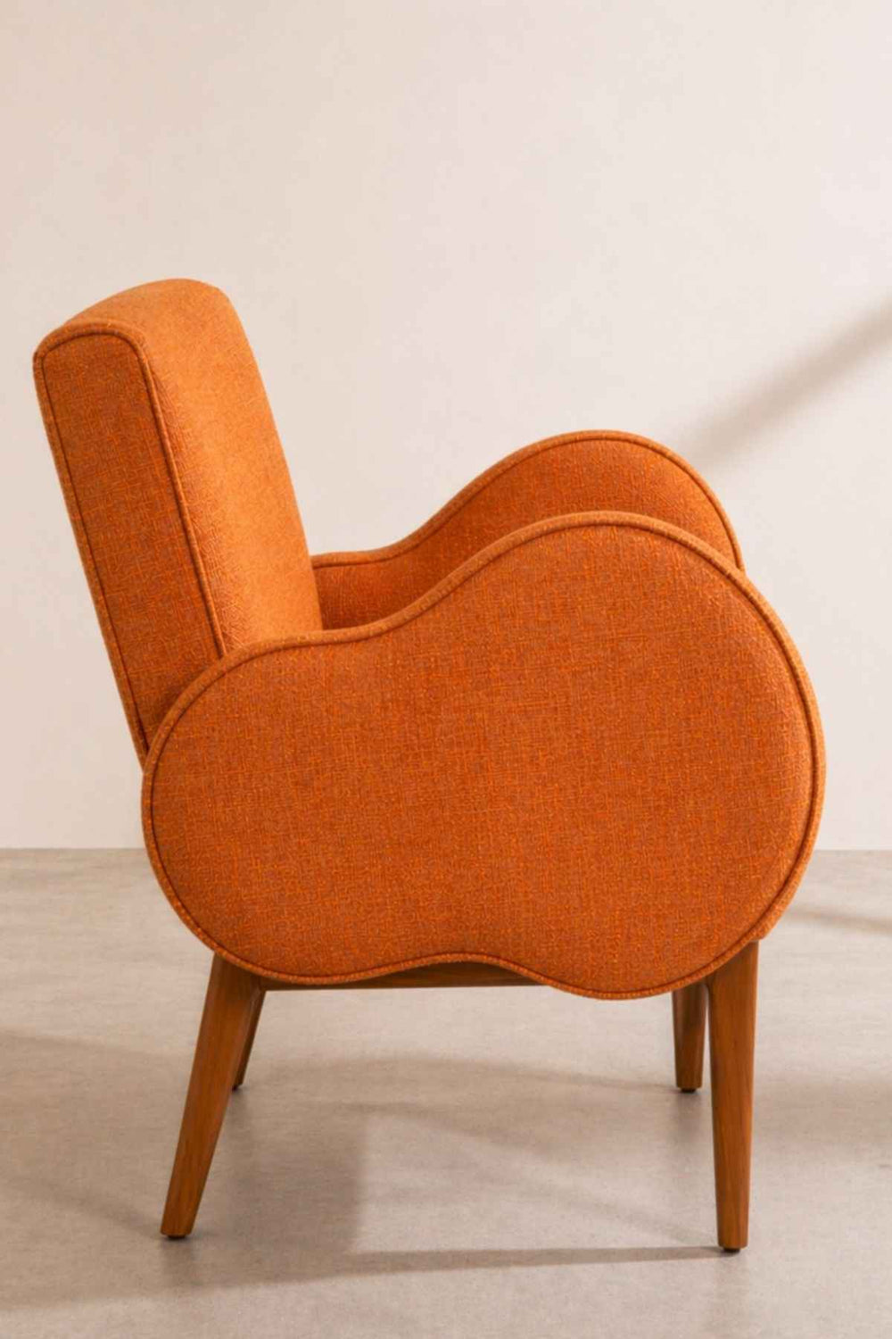 Upholstered Bundle Fibo Accent Chair in Raffia Ginger Orange Fabric