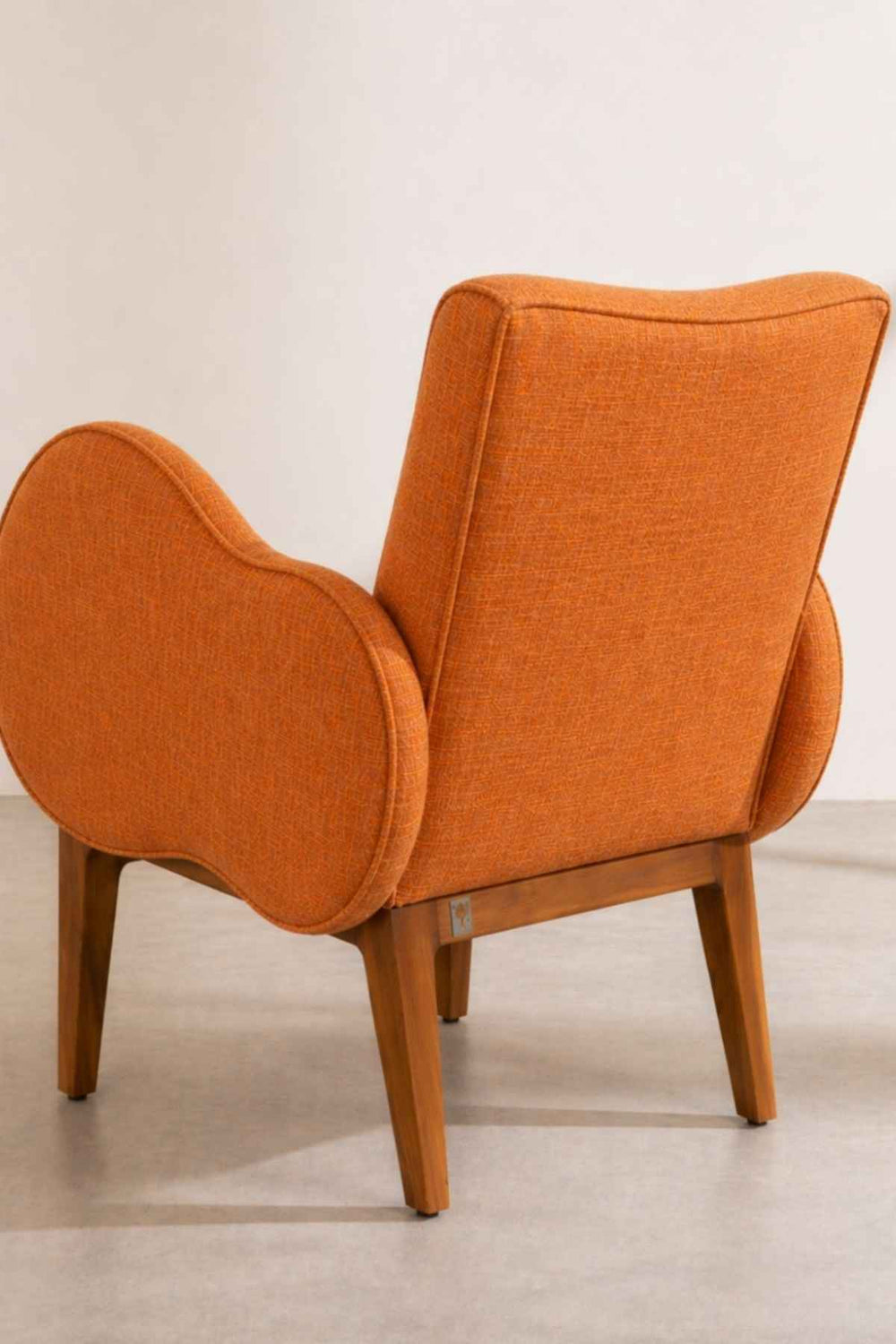 Upholstered Bundle Fibo Accent Chair in Raffia Ginger Orange Fabric