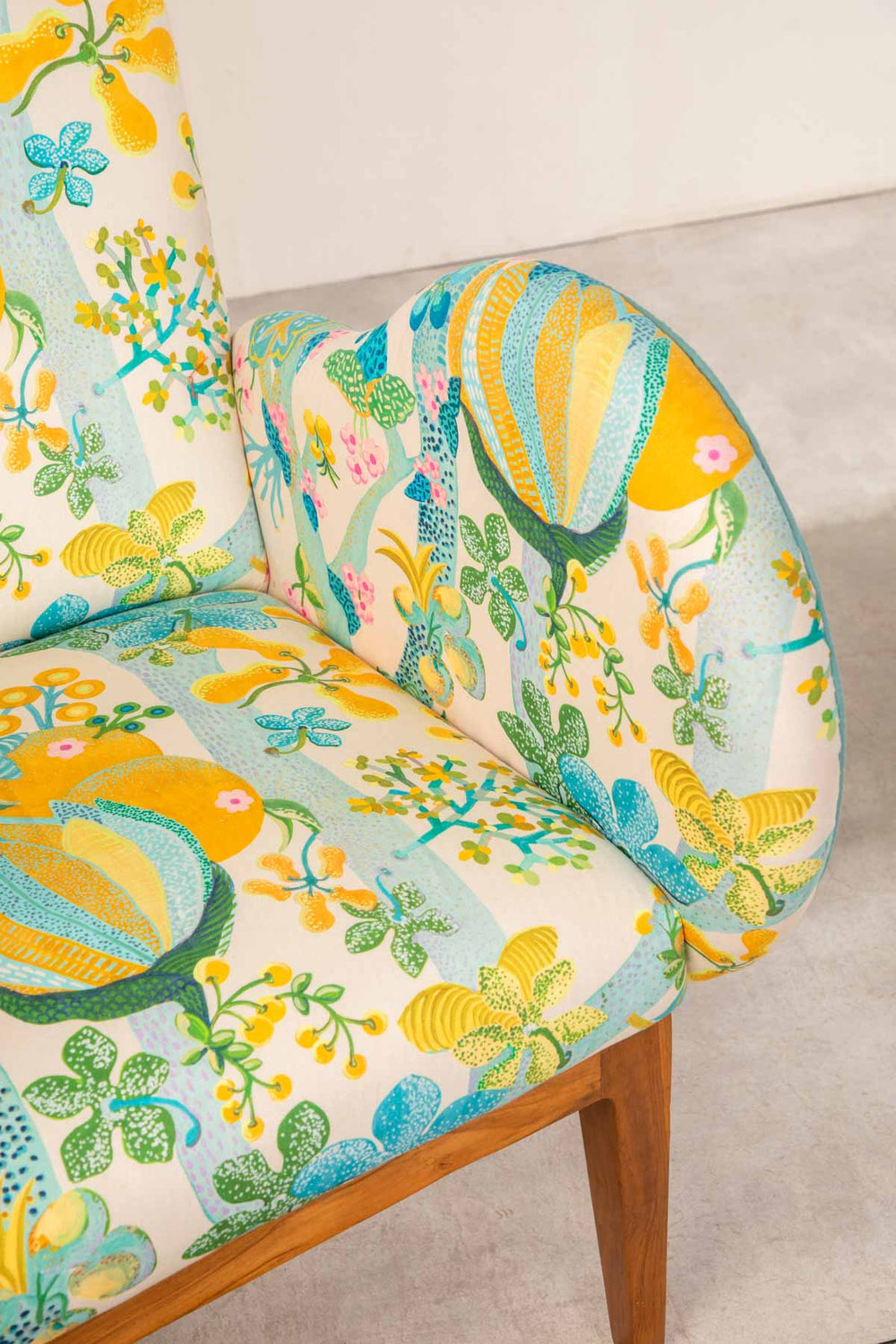 Upholstered Bundle Fibo Accent Chair in Keora Honey Bloom Fabric