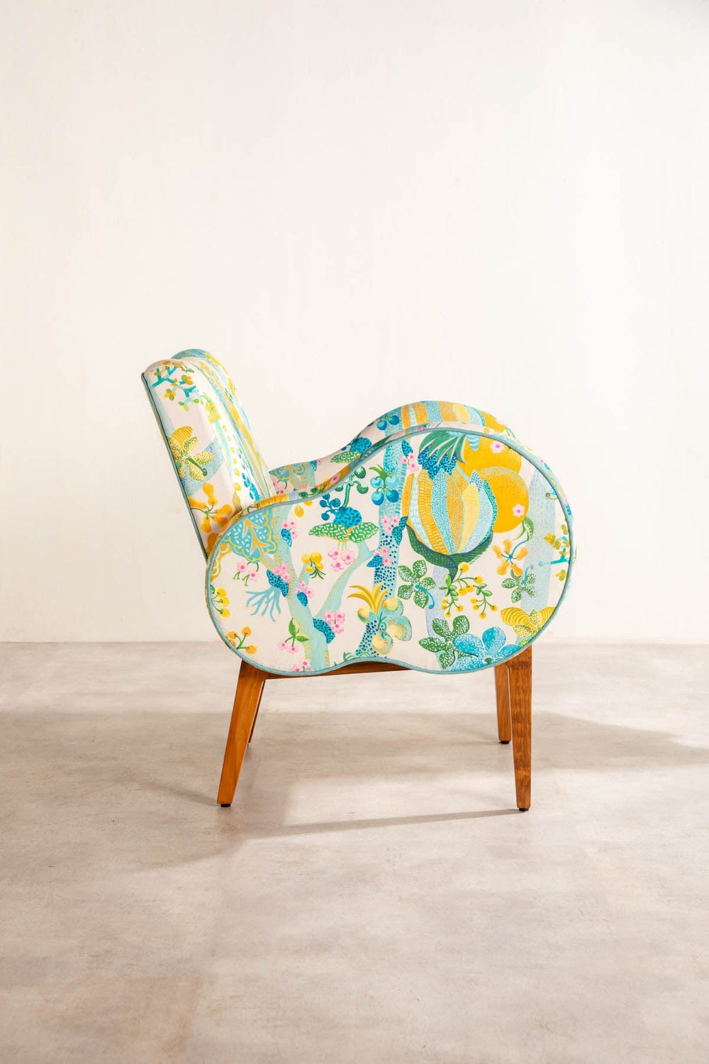 Upholstered Bundle Fibo Accent Chair in Keora Honey Bloom Fabric