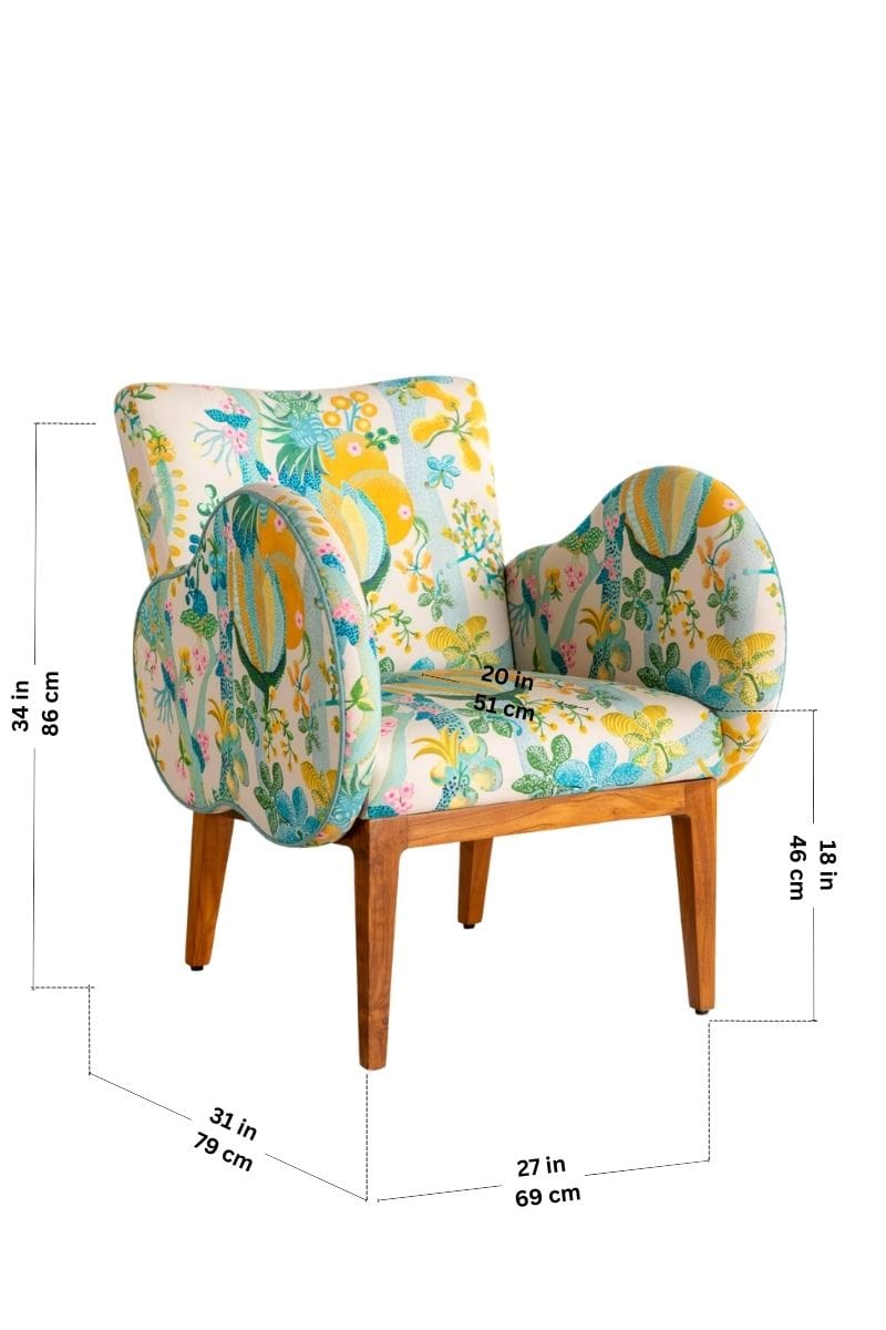 Upholstered Bundle Fibo Accent Chair in Keora Honey Bloom Fabric