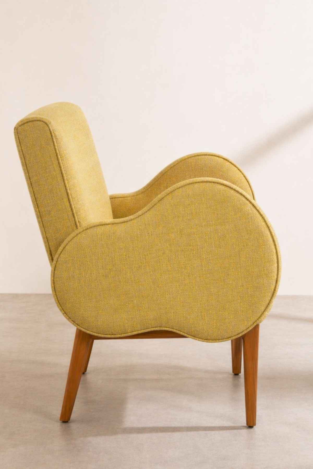 Upholstered Bundle Fibo Accent Chair in Lime Zest Raffia Fabric