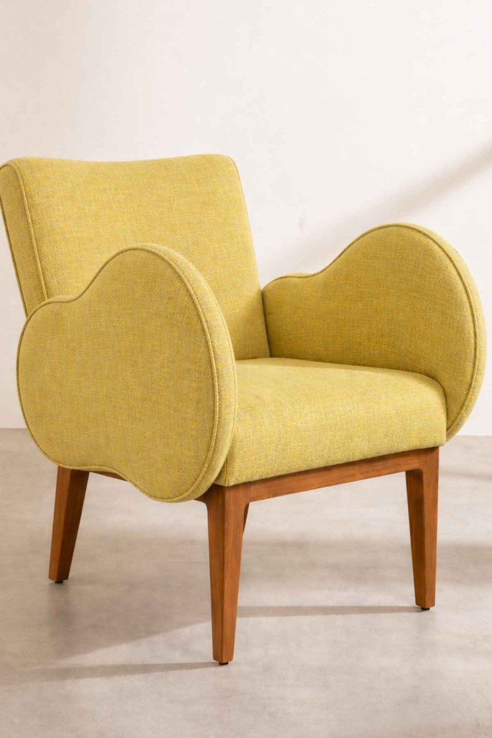 Upholstered Bundle Fibo Accent Chair in Lime Zest Raffia Fabric